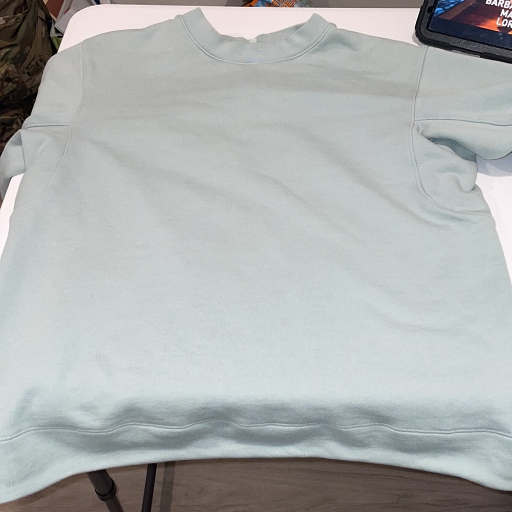 French Terry Oversize Long Sleeve Crew, silver blue, size M
